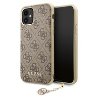 Etui Guess do iPhone 11 brązowy case plecki 4G Charms Collection