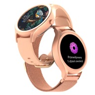 Smartwatch damski różowe złoto zegarek na bransolecie pasek wodoodporny