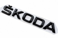 Emblemat z szablonem, znaczek logo litery napis SKODA na tył czarny połysk