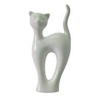 FIGURKA KOT KOTEK KOTECZEK CERAMICZNY LUSTRZANY BIAŁY 23cm