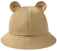 Camelowy KAPELUSZ bawełniany czapka letnia BUCKET HAT z uszkami MIŚ r 46-48