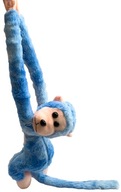 Plyšová opička visí na suchý zips so zvukom opice maznavá modrá