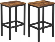 Hoker stołek barowy zestaw 2szt krzesło fotel loft rustykalny brąz-czarny V