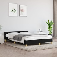 Rama łóżka z zagłówkiem, czarna, 140x190 cm, obita