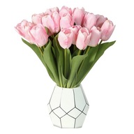 10 červené gumené tulipány ako umelé kvety