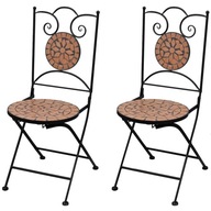 Vonkajšie záhradné stoličky kovové keramické 2 ks zdobené keramické