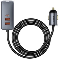 Mocna ładowarka samochodowa Baseus 3x USB-A, USB-C, QC, PD, zasilacz, 120W