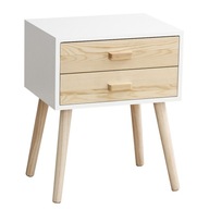 2x Nočný stolík s 2 zásuvkami drevo komoda nočný stolík čierna 35x30x50cm