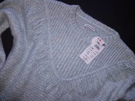 RESERVED Sweter Bluzka z Wełną i Frędzlami 128