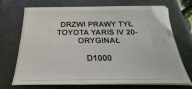 Tür rechts heck TOYOTA YARIS IV 20- Original