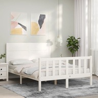 Rama łóżka z wezgłowiem, biała, 140x190 cm, lite d