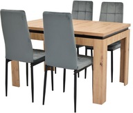 4 SZARE WELUROWE krzesła TAPICEROWANE i Rozkładany stoł 80x120/160 ARTISAN