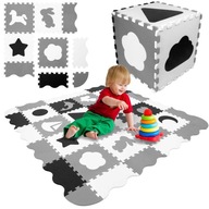 MATA EDUKACYJNA PUZZLE PIANKOWE 36 szt. KONTRASTOWA KOJEC 3w1 XXL 150x150