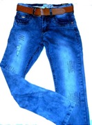 Świetne jeansy z paskiem dla chłopca 128/134(9L)