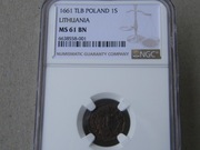 Szeląg Litewski 1661 J. Kazimierza NGC MS61BN 