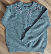 Sweter Reserved szary 164 kolorowe cekiny stan bdb