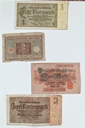 zestaw banknotów 1 i 2 marki 1920 -1937, 4 szt