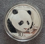 2018 Panda Chiny 10 Yuan srebrna uncja