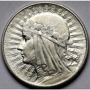 Moneta obiegowa II RP głowa kobiety 5zl 1933r