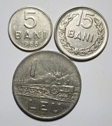 1 LEU , 15 BANI, 5 BANI  1966  RUMUNIA