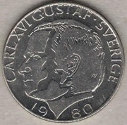 Szwecja 1 korona krona 1980, 25 mm