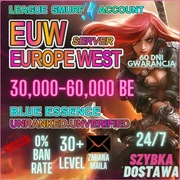 Konto League of Legends 30 LVL EUW 30-60K BE 0%BAN