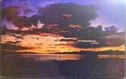 Pocztówka Zachód Słońca Jezioro Chmury Great Lake Utah USA 