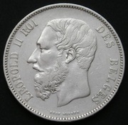 Belgia 5 franków 1875 - Leopold II - srebro