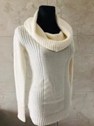 H&M kremowy golf tunika sweter ciepły XS 34 