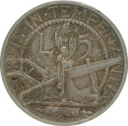 San Marino 5 lire 1933, Ag KM#9