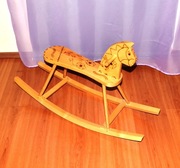 Koń na biegunach drewniany zdobiony Unikat bdb