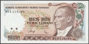Turcja 5000 lirasi 1970 - stan bankowy UNC
