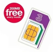 Starter 3 three SIM UK Roaming + 200MB - EU