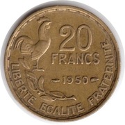 FRANCJA 20 franków 1950, KM# 916.1,GEO. GUIRAUD