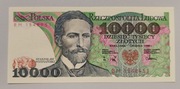 Banknot PRL 10000 zł. 1988 r. seria BM  rzadsza L4 UNC