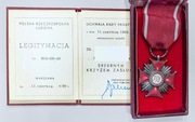 Medal Srebrny Krzyż Zasługi legitymacja 1980r STAN