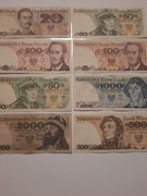 30#L 8 BANKNOTÓW PRL OD 20 ZŁ DO 2000 TYSIĘCY ZŁ. 