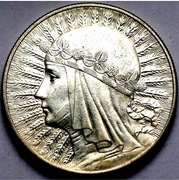 Moneta obiegowa II RP głowa kobiety 10zl 1932r zzm 