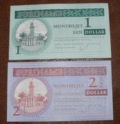 Banknoty Surinam - 2 sztuki - dolary - UNC 