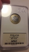 2 złote 2020 GCN MS65 Mint Error NGC PCGS