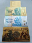 Banknoty pozłacane 24k - 3 szt. ZIMBABWE 