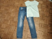 Zestaw jeansy NEXT r. 146 cm + t-shirt