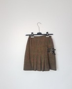  Zielona khaki spódnica spódniczka tweedowa 158 cm