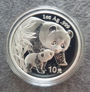 2004 Panda Chiny 10 Yuan srebrna uncja