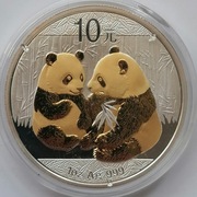 10 yuan 2009 Panda 1oz Ag 999 - złocenie Au 999 