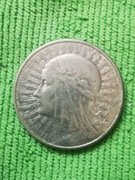 Moneta obiegowa II RP głowa kobiety 10zl 1932rbzm 