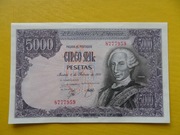 HISZPANIA 5000 Pesetas Carlos III 1976 Pick155 UNC