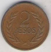 Kolumbia 2 pesos 1977