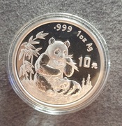 1996 Panda Chiny 10 Yuan srebrna uncja