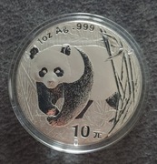 2002 Panda Chiny 10 Yuan srebrna uncja